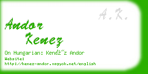 andor kenez business card